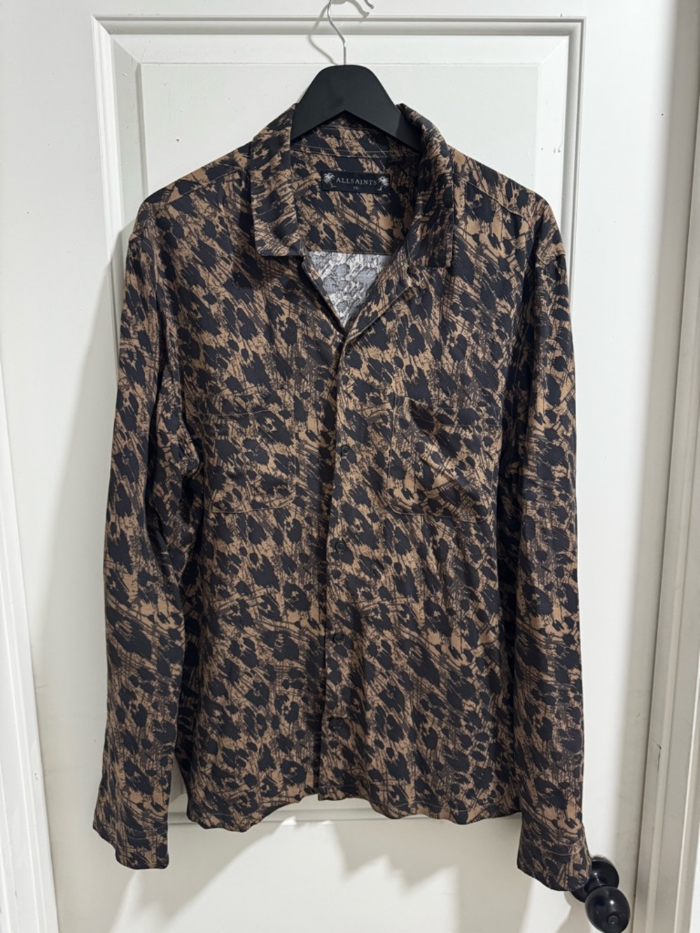 AllSaints | XL | Brown & Black Leopard-Style Button up Shirt